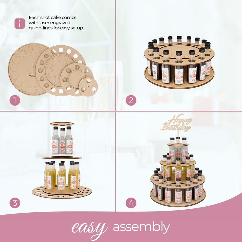 Shot Cake Party Display for Mini Liquor Bottles | 21st Birthday Holiday Celebration Decoration Centerpiece (Three Tier, Pink) - Image 3